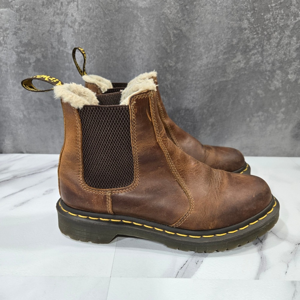 Dr. Martens 2976 Leonore Womens Size 6 Brown Faux Fur Lined Chelsea Boots